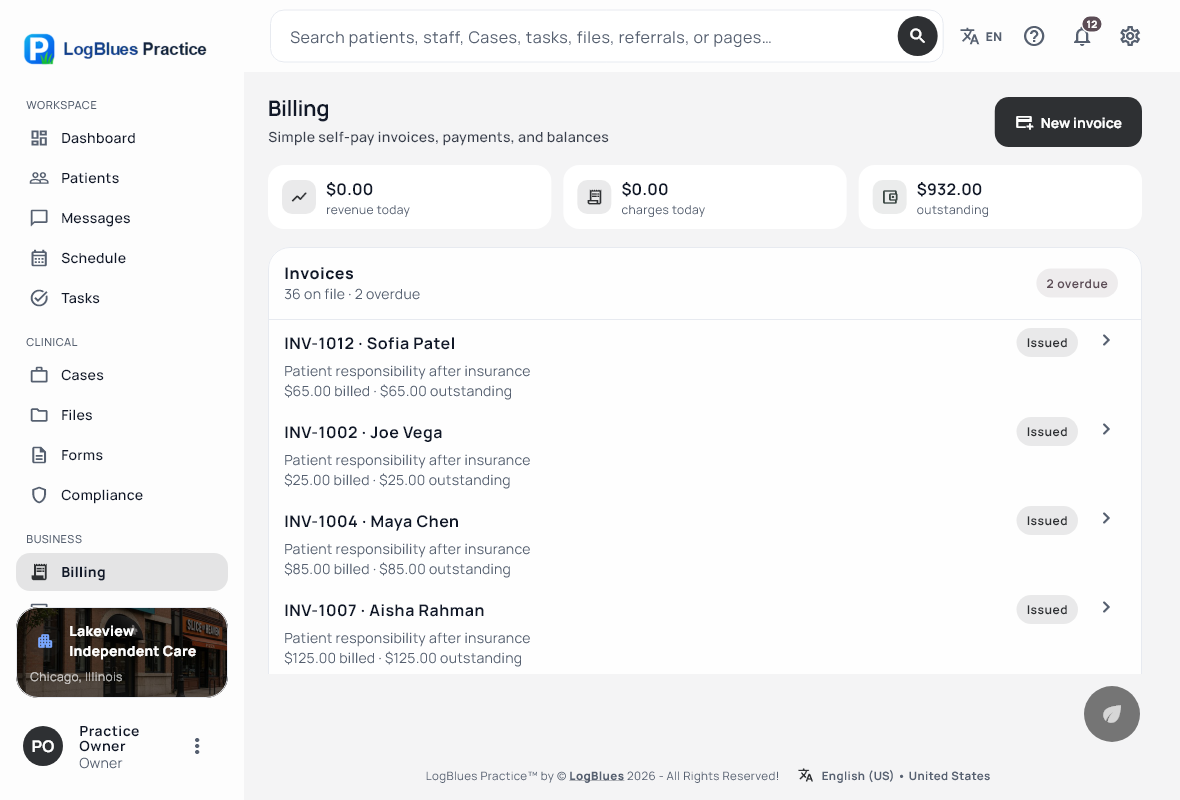 Billing, in the Minimal theme