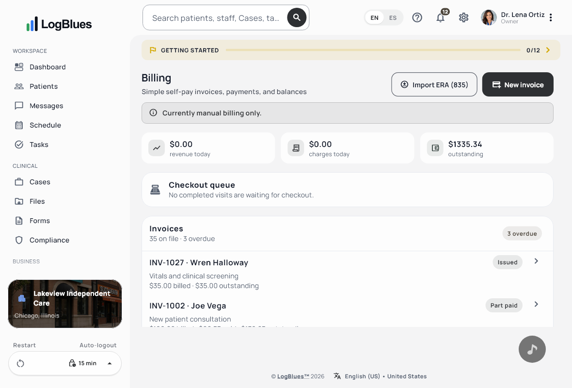 Billing, in the Minimal theme