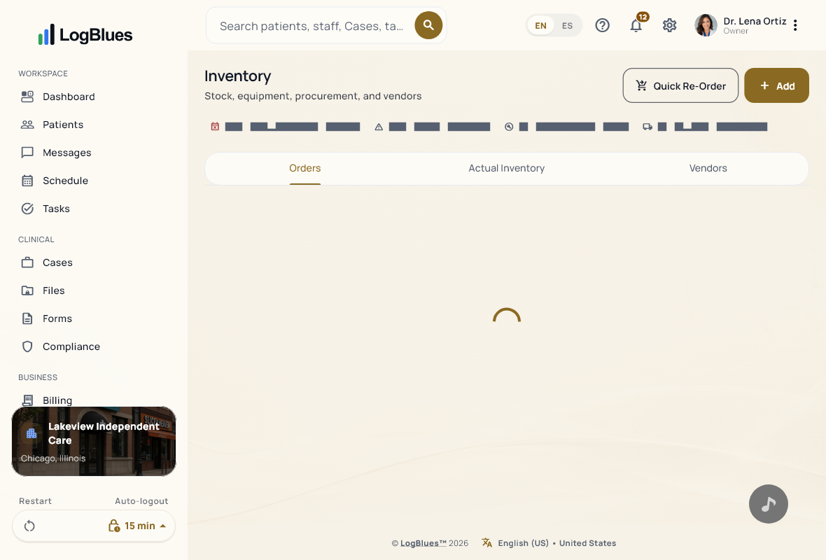 Control de inventario y equipo en LogBlues.