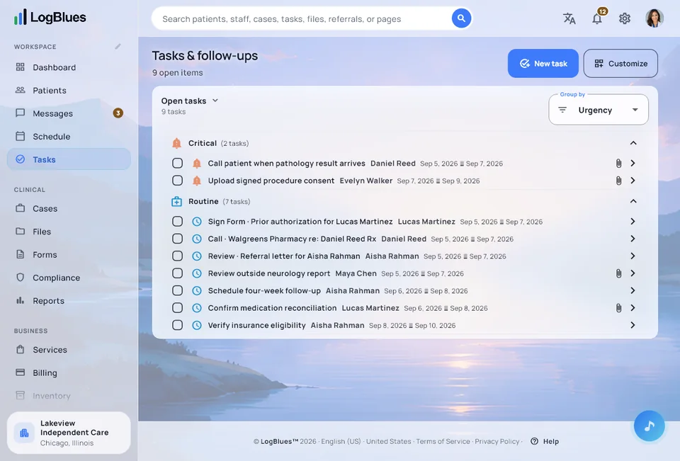 Tasks on a laptop, in the Founders Edition theme