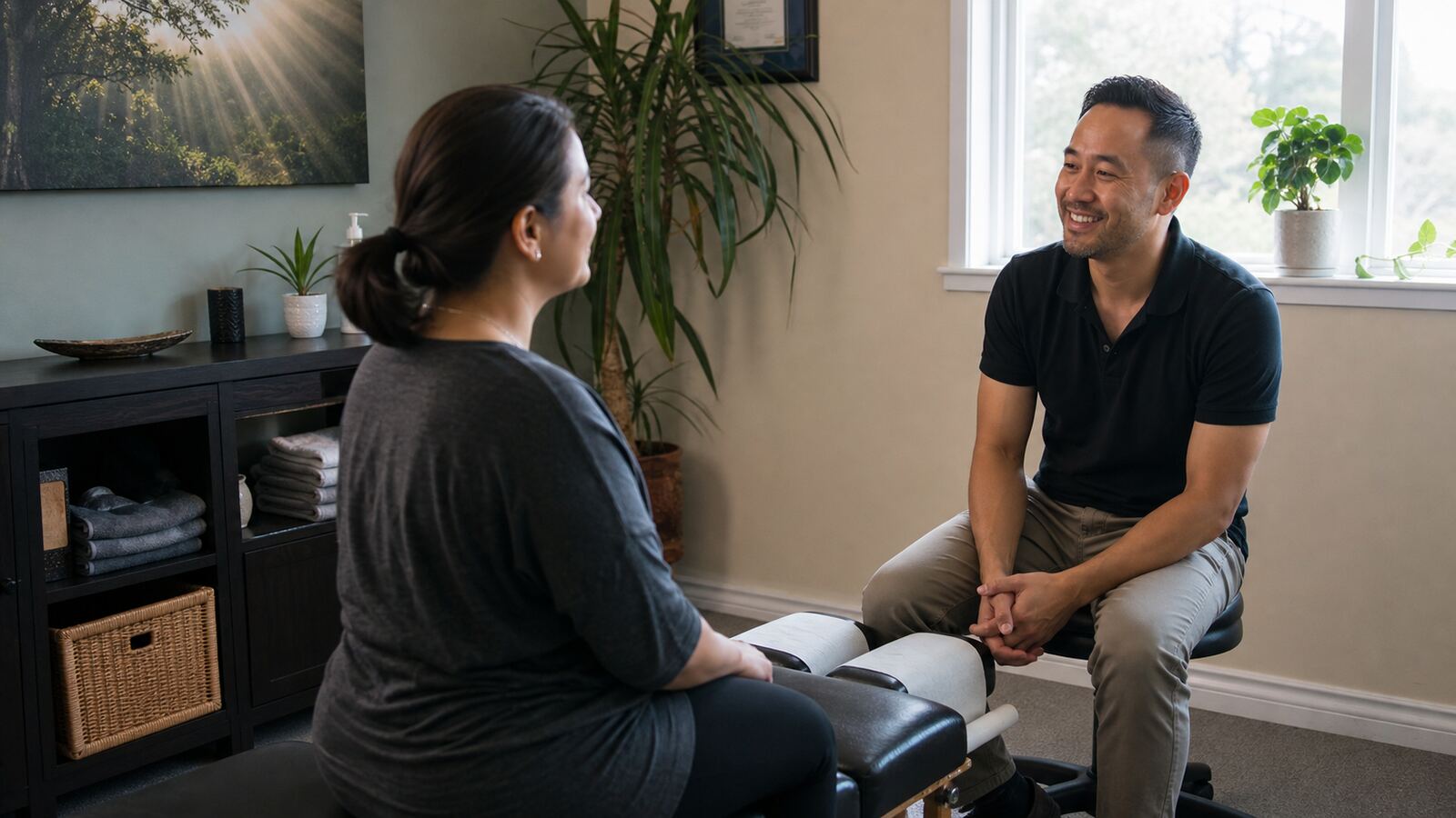 A single-practitioner chiropractic room.